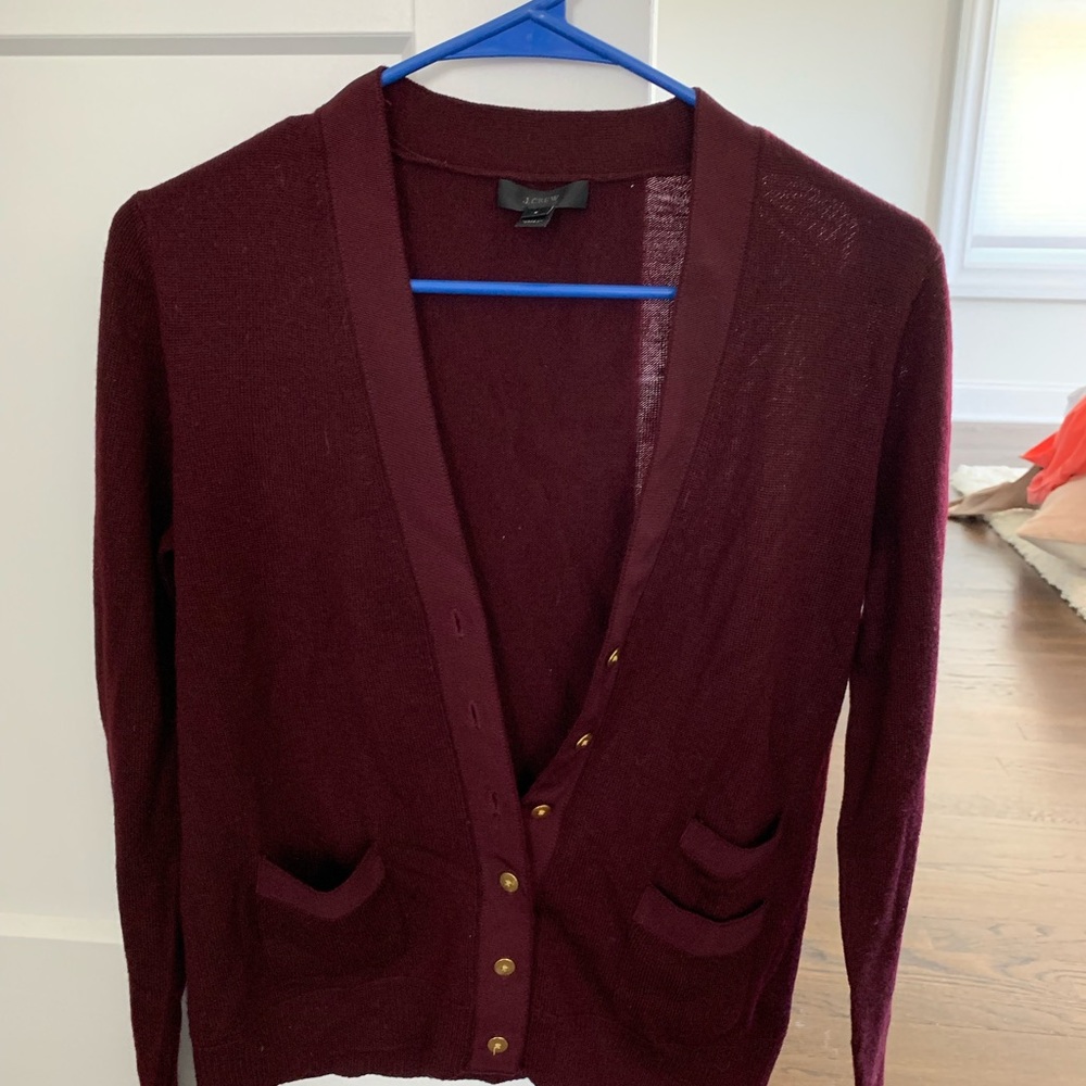 j crew cardigan and Boden Skirt